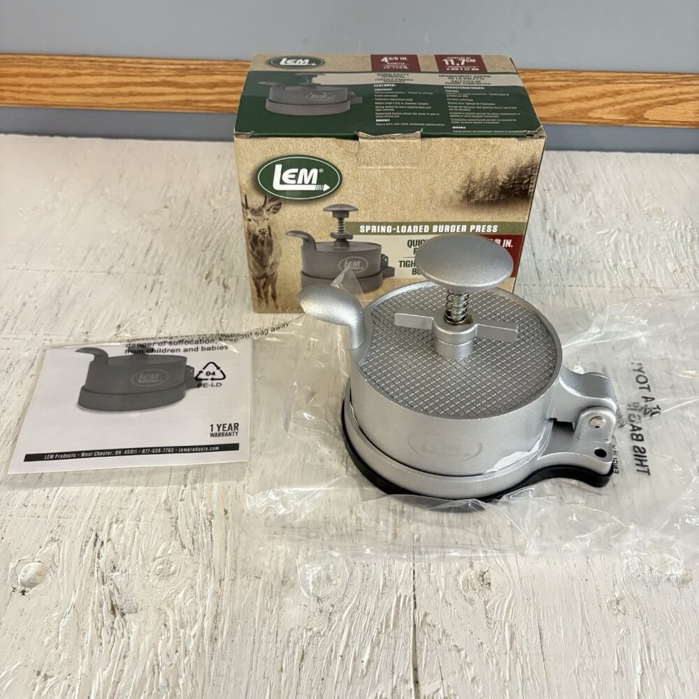 LEM Spring-Loaded Burger Press 4-5/8" Diameter Thickness 1/4-1-1/4" 1261